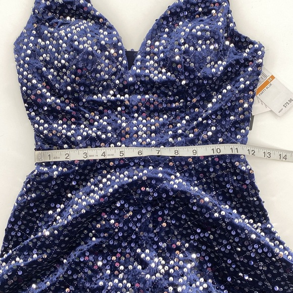 City Studio Womens Navy Velvet Sequined Cocktail and Party Dress Juniors NWT - Picture 12 of 12